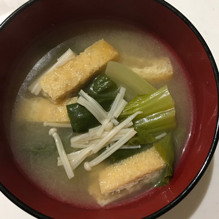 チンゲンサイと油揚げのお味噌汁♡